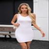 Valiamcep Womens Summer Ribbed Knit Bodycon Mini Tank Dresses White L view 4