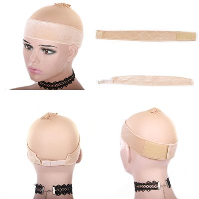 TOBBST Wig Grip Headbands for Women, 2-Piece Adjustable No-Slip Wig Scarf Hat Grip Band (Beige)