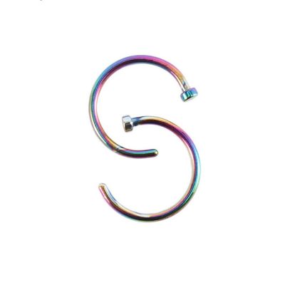 10 Pcs Punk Jewelry Fake Nose Rings Hoop Lip Nose Rings C Shape Small Thin Piercing(8mm,Multicolor)