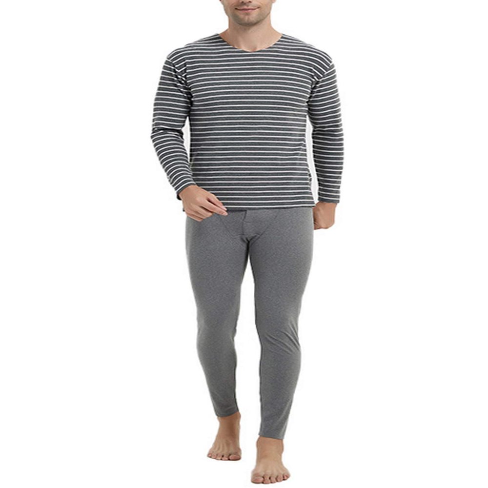 Legou Men's Long Johns V-Neck Constant Temperature Thermal Underwear Sets with Fleece Lined Grey XXXXXXXL