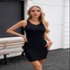 Valiamcep Women's Casual Ribbed Knit Black Tank Top Dresses Racerback Stretch Tunic Dress M view 2
