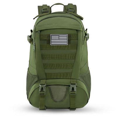 Jueachy Tactical Backpack for Men Hiking Day Pack Molle Military Rucksack Waterproof 30L EDC Bag with USA Flag Patch Green