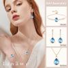 Linawe Rose Gold Dangle Imitation Diamond Wedding Earrings, Aquamarine Blue Earrings for Women Mom, Drop Chandelier Rhinestone Cubic Zirconia Crystal Teardrop Earrings Set view 3