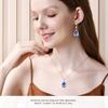 Linawe Rose Gold Dangle Imitation Diamond Wedding Earrings, Aquamarine Blue Earrings for Women Mom, Drop Chandelier Rhinestone Cubic Zirconia Crystal Teardrop Earrings Set view 4