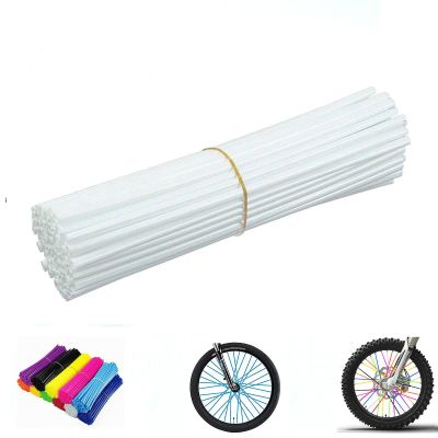 White Spoke Skins Covers: 8-21 inch Rims Protector & Decoration for Dirt Bike | Mountain Bike | Bicycle | Wheelchair | Motorcycle - 72 Pcs