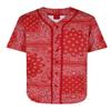 AIRNINE Men's Bandana Print Baseball Jersey Button Down Shirts (S to 5XL) (Bandana Red_J47, Large) view 1