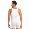 vastwit Men's Cotton Sleeveless Wrestling Singlet Bodysuit One Piece Button Down Boxer Shorts White Large view 4
