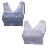 2Pack Women's Lace Floral Comfort Seamless Lightly Lined Bralette Cozy Bra with Removable Soft Cup for Sport, Yoga (M 32BC 34BC 34C, Blue/Light Purple) view 1