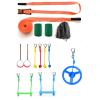Ninja Warrior Training Equipment for Kids, 49 Ft Slackline with 9 Obstacles-gymnastics & Freestyle Ring/spinning Wheel/fists/monkey Bar/bag & Tree Protectors view 1