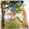 Ninja Warrior Training Equipment for Kids, 49 Ft Slackline with 9 Obstacles-gymnastics & Freestyle Ring/spinning Wheel/fists/monkey Bar/bag & Tree Protectors view 3