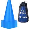 cyrico 9 Inch Cones Sports, 15 Pack Soccer Training Cones Agility Field Parking Safety Blue Plastic Traffic Cones for Football Basketball Drills, Indoor and Outdoor Games Activity view 1