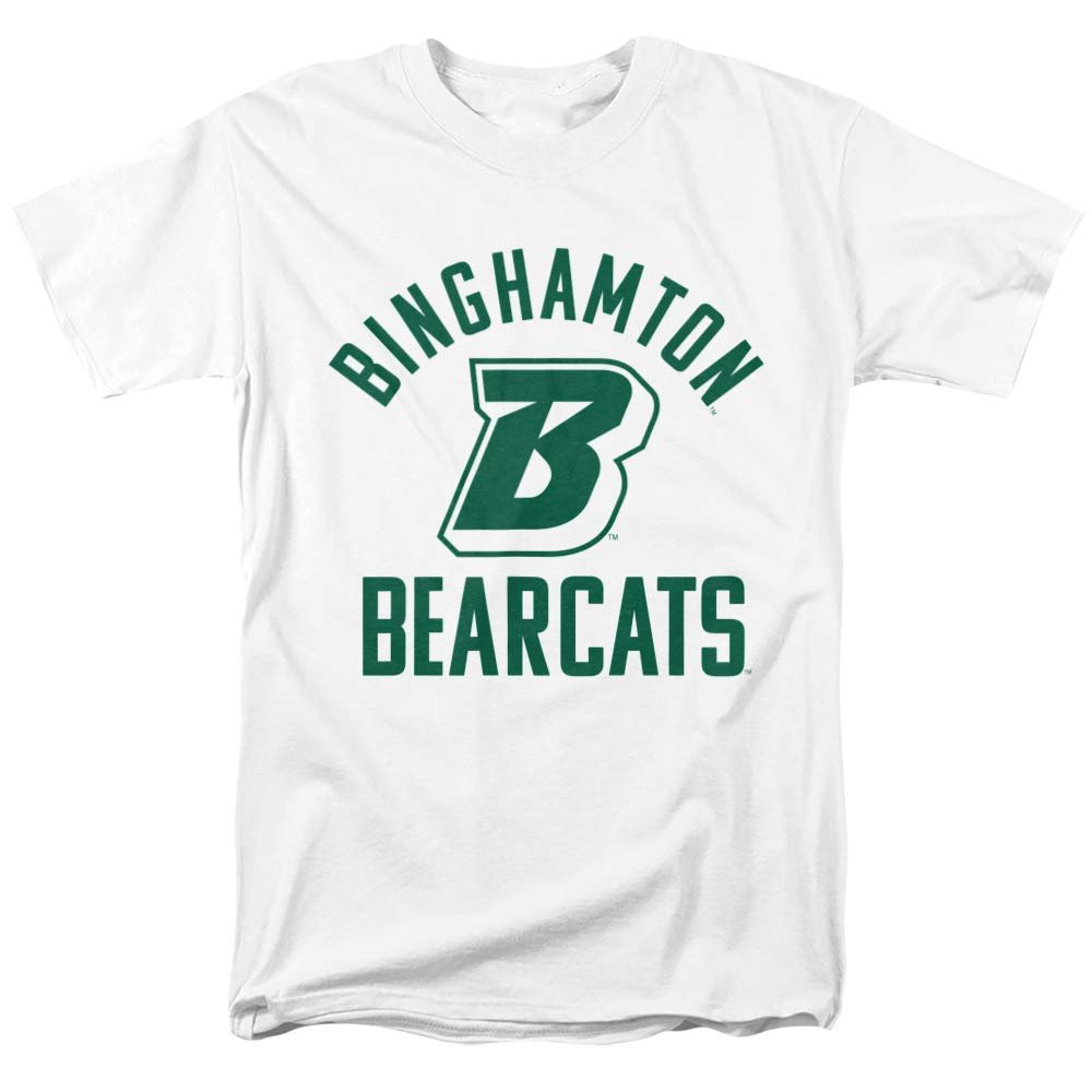 Binghamton University Official Bearcats One Color Unisex Adult T-Shirt, White, 4X-Large