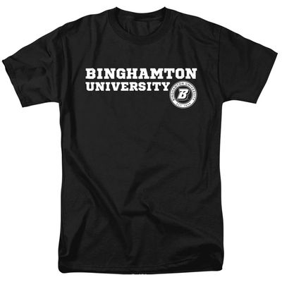 Binghamton University Official Block Text Unisex Adult T-Shirt, Black, 5X-Large