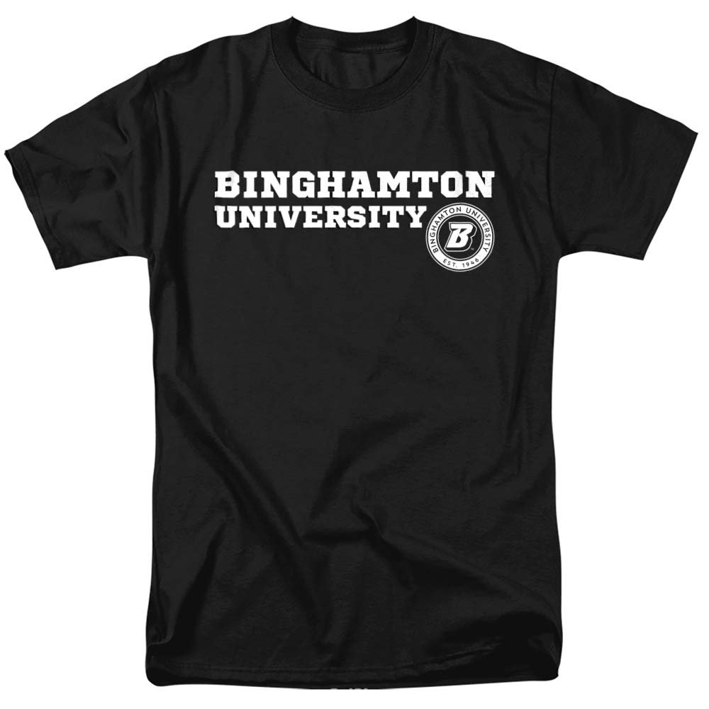 Binghamton University Official Block Text Unisex Adult T-Shirt, Black, 5X-Large