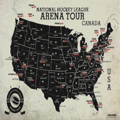 GEOJANGO Hockey Arena Map Poster (24Wx18H)