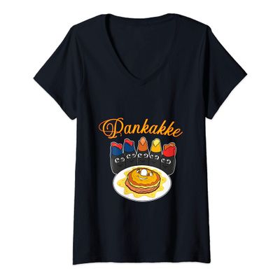 Womens Funny Pancake Cake Pankakke V-Neck T-Shirt
