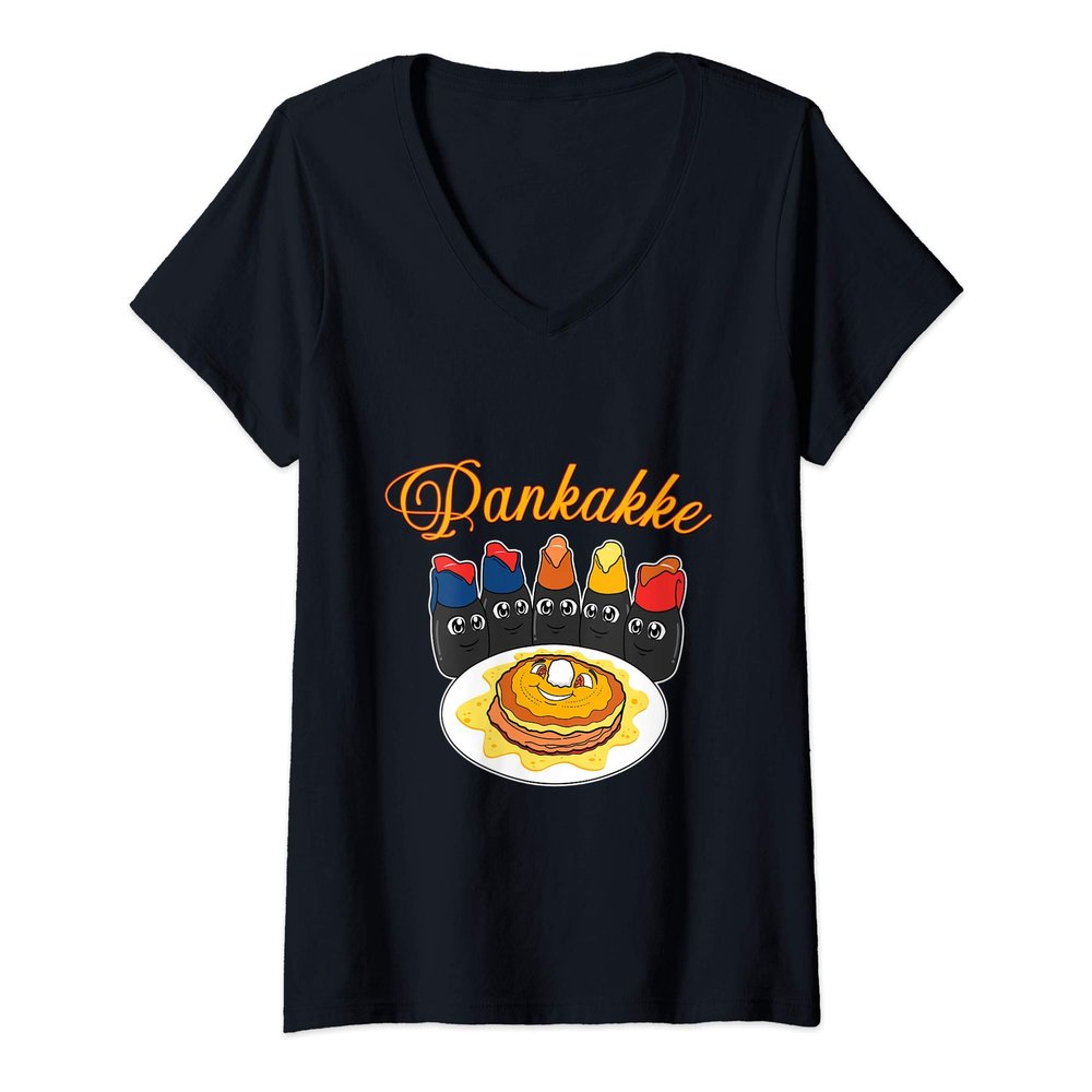 Womens Funny Pancake Cake Pankakke V-Neck T-Shirt