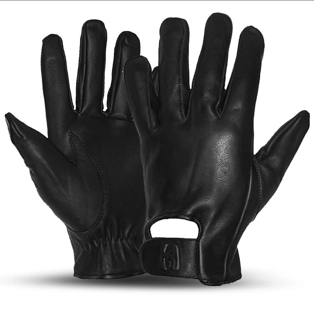 Hugger Glove Company Men's Seamless Riding Water Resistant Leather Glove Black (Large, Black)