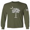 0337. South Carolina State Flag Logo Palmetto Men's Long Sleeve t Shirt (Olive, Medium) view 1