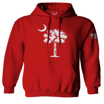 0337. South Carolina State Flag Logo Palmetto Sweatshirt Pullover Hoodie (RED, Small)