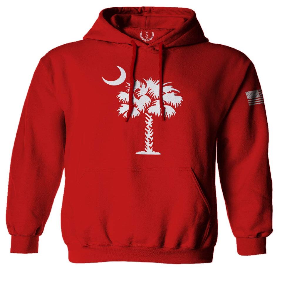 0337. South Carolina State Flag Logo Palmetto Sweatshirt Pullover Hoodie (RED, Small)