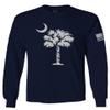 0337. South Carolina State Flag Logo Palmetto Men's Long Sleeve t Shirt (Navy Blue, Small) view 1