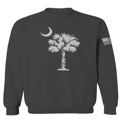 0337. South Carolina State Flag Logo Palmetto Men's Crewneck Sweatshirt (Characol Small) Charcoal