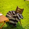 PuTian Merino Wool Blanket - 87" x 63" Thick Warm Soft Large Bed Throw - Great for Camping, Outdoors, Travel, Car, Couch, All Seasons Grey Stripe view 3