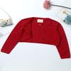 YOOJIA Girls Knit Cardigan Shrug Long Sleeve Button Closure Bolero Flower Girl Dress Cover Cropped Coat Sweater Red 4 view 3