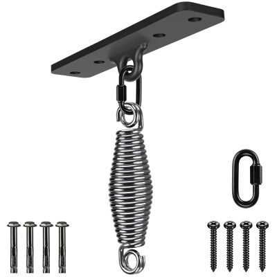 Dolibest Heavy Bag Hanger, Wall Ceiling Mount Hook for Punching Bags, Body Weight Strength Training Systems, Wood Beam Holder with Spring and 2 Carabiners, 4Wood Screws for Wooden Sets