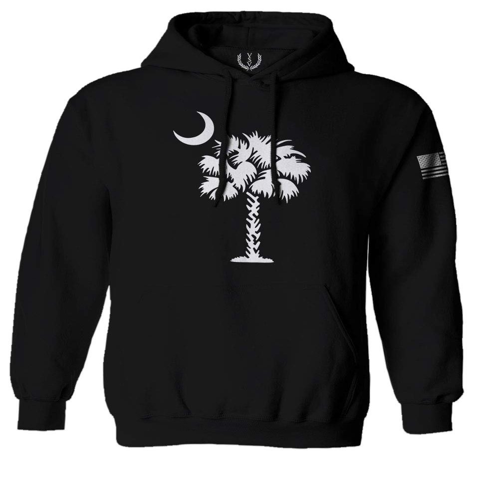 0337. South Carolina State Flag Logo Palmetto Sweatshirt Pullover Hoodie (Black, Medium)