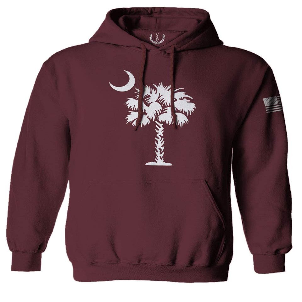 0337. South Carolina State Flag Logo Palmetto Sweatshirt Pullover Hoodie (Maroon, Large)