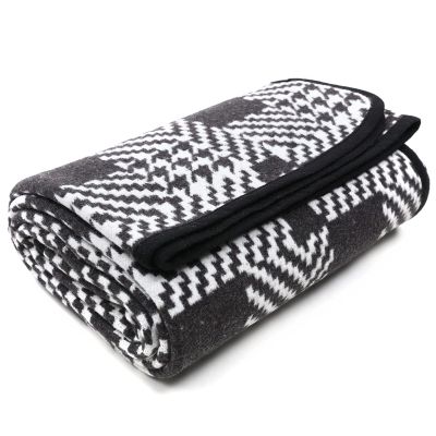 PuTian Merino Wool Blanket - 87" x 63" Thick Warm Soft Large Bed Throw - Great for Camping, Outdoors, Travel, Car, Couch, All Seasons Houndstooth Black