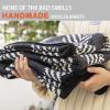 PuTian Merino Wool Blanket - 87" x 63" Thick Warm Soft Large Bed Throw - Great for Camping, Outdoors, Travel, Car, Couch, All Seasons Houndstooth Black view 2