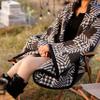 PuTian Merino Wool Blanket - 87" x 63" Thick Warm Soft Large Bed Throw - Great for Camping, Outdoors, Travel, Car, Couch, All Seasons Houndstooth Black view 3