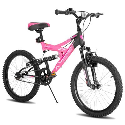JOYSTAR Contender 20 Inch Kids Bike for Boys & Girls Ages 7-13 Years 20" Mountain Bike with Full Dual-Suspension Steel Frame and 1-Speed Drivetrain with Kickstand Pink