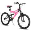 JOYSTAR Contender 20 Inch Kids Bike for Boys & Girls Ages 7-13 Years 20" Mountain Bike with Full Dual-Suspension Steel Frame and 1-Speed Drivetrain with Kickstand Pink view 1