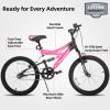 JOYSTAR Contender 20 Inch Kids Bike for Boys & Girls Ages 7-13 Years 20" Mountain Bike with Full Dual-Suspension Steel Frame and 1-Speed Drivetrain with Kickstand Pink view 2