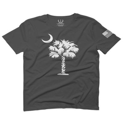 0337. South Carolina State Flag Logo Palmetto for Men T Shirt (Charcoal, 2X-Large)