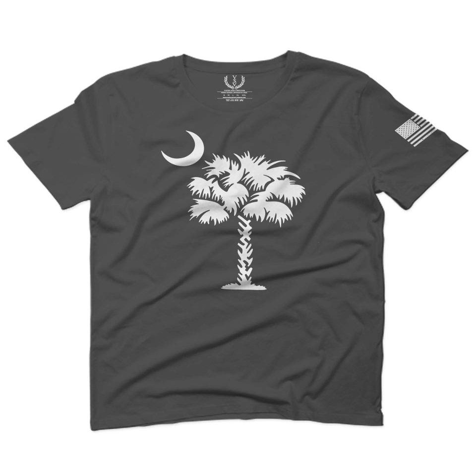 0337. South Carolina State Flag Logo Palmetto for Men T Shirt (Charcoal, 2X-Large)
