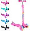 BELEEV Scooters for Kids Ages 3-12, 3 Wheel Kick Scooter for Toddlers Girls Boys, 4 Adjustable Height, Lean to Steer, Light up Wheels, Extra-Wide Deck, Easy to Assemble for Children (Matte Pink) view 1