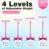 BELEEV Scooters for Kids Ages 3-12, 3 Wheel Kick Scooter for Toddlers Girls Boys, 4 Adjustable Height, Lean to Steer, Light up Wheels, Extra-Wide Deck, Easy to Assemble for Children (Matte Pink) view 3