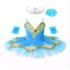 FEESHOW Girls Gold Embroidered Ballet Dress Camisole Leotard Tutu Skirt Swan Lake Performance Dance wear Costumes Light Blue 8 view 1