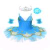 FEESHOW Girls Gold Embroidered Ballet Dress Camisole Leotard Tutu Skirt Swan Lake Performance Dance wear Costumes Light Blue 8 view 2