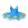 FEESHOW Girls Gold Embroidered Ballet Dress Camisole Leotard Tutu Skirt Swan Lake Performance Dance wear Costumes Light Blue 8 view 3