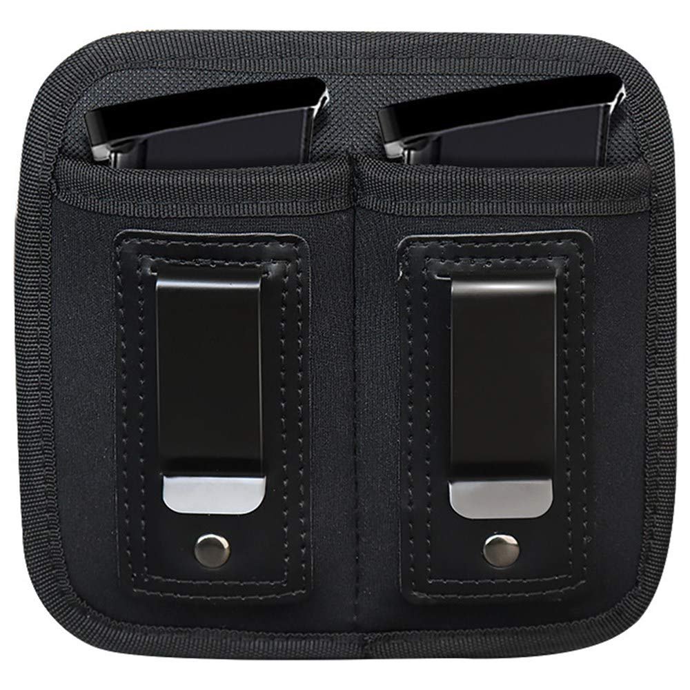 ACEXIER Universal Double Magazine Pouch for 9mm .40 .45 .380 .357, IWB Mag Holster Concealed Cary for Double Stack, Mag Holder for Glock19 43 17 1911 S&W M&P, IWB Clip Magazine Pouch IWB Pistol Ammo