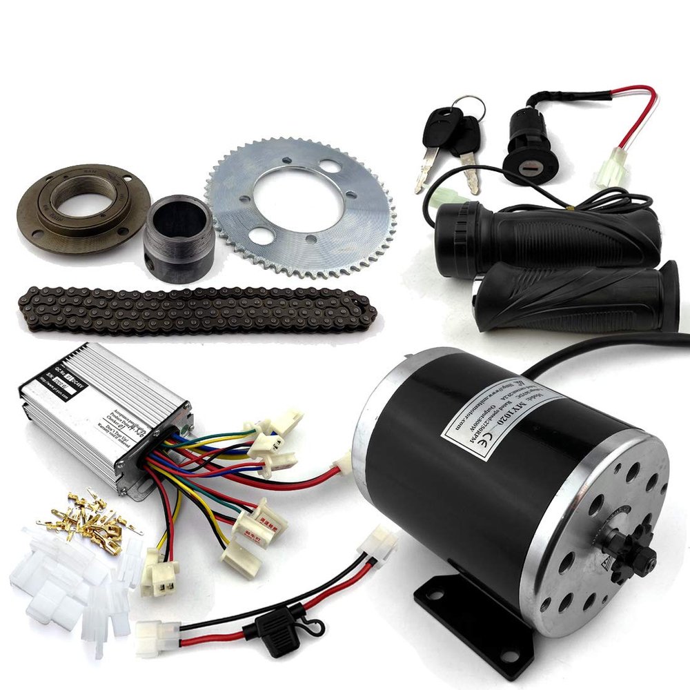 800W Scooter Gearless Motor with Chain Drive Handle Throttle and Key Lock for Axle Diameter 26mm (36V Handle kit)