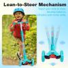 BELEEV Scooters for Kids 3 Wheel Kick Scooter for Toddlers Girls Boys, 4 Adjustable Height, Lean to Steer, Light up Wheels, Extra-Wide Deck, Easy to Assemble for Children Ages 3-12 (Matte Aqua) view 4