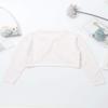 YOOJIA Girls Knit Cardigan Shrug Long Sleeve Button Closure Bolero Flower Girl Dress Cover Cropped Coat Sweater White 4 view 4