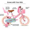 JOYSTAR 16 Inch Kids Bike Little Daisy Girls Bike with Training Wheels Doll Bike Seat Basket & Streamers Princess Kids Bicycle for Girls Toddler Bikes 4-7 Years Pink view 2